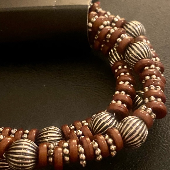 Earthy Brown and Silver Elastic Stretchy Bracelet NWT - Picture 6 of 6